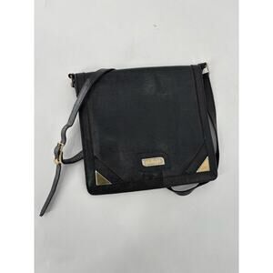 Vintage Phillippe Crossbody Bag Womens Black Gold Leather Reptile Zip Pockets